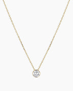 Lab Grown Diamond Halo Necklace || option::14K Solid Gold