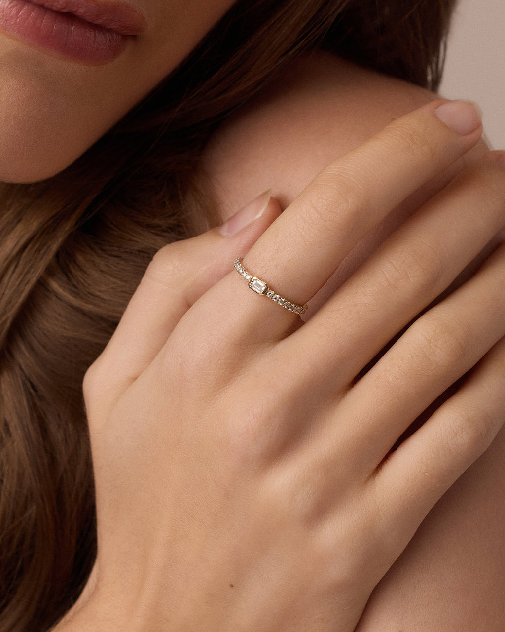 Lab Grown Diamond Emerald Eternity Ring || option::14K Solid Gold