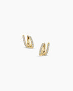 Shimmer Double Huggie || option::18K Gold Plated, White CZ