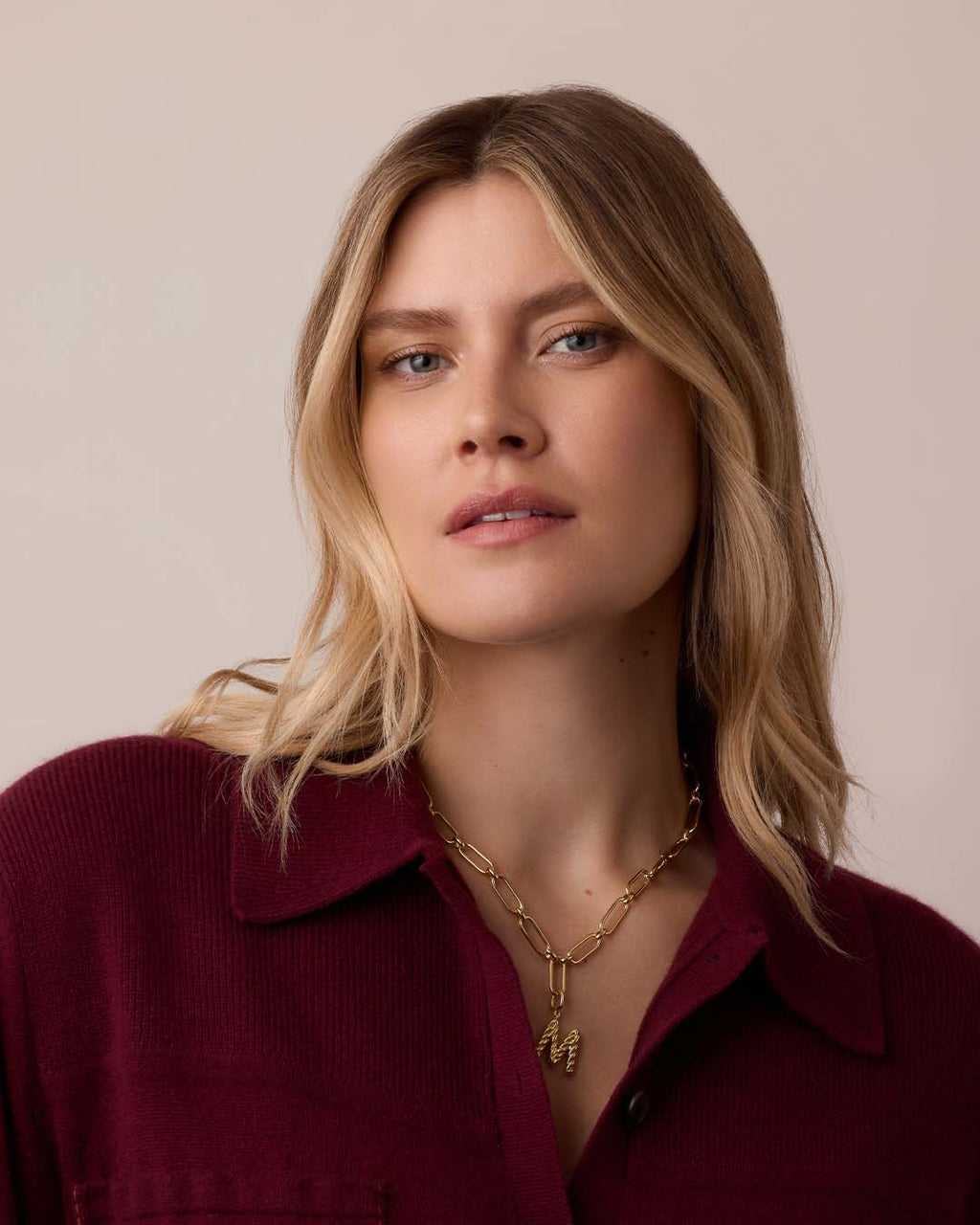 Zoey Statement Link Necklace || option::18K Gold Plated