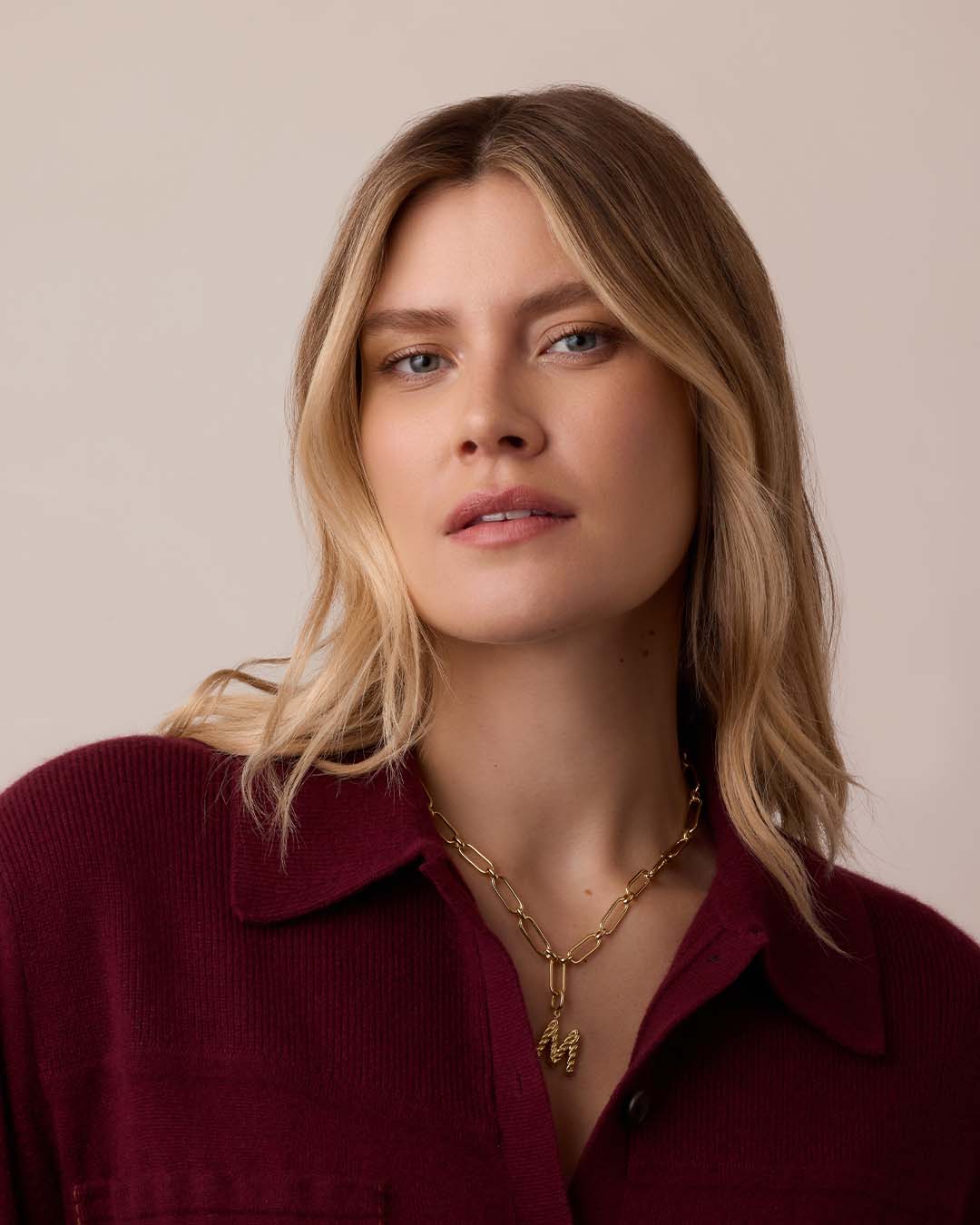 Zoey Statement Link Necklace || option::18K Gold Plated
