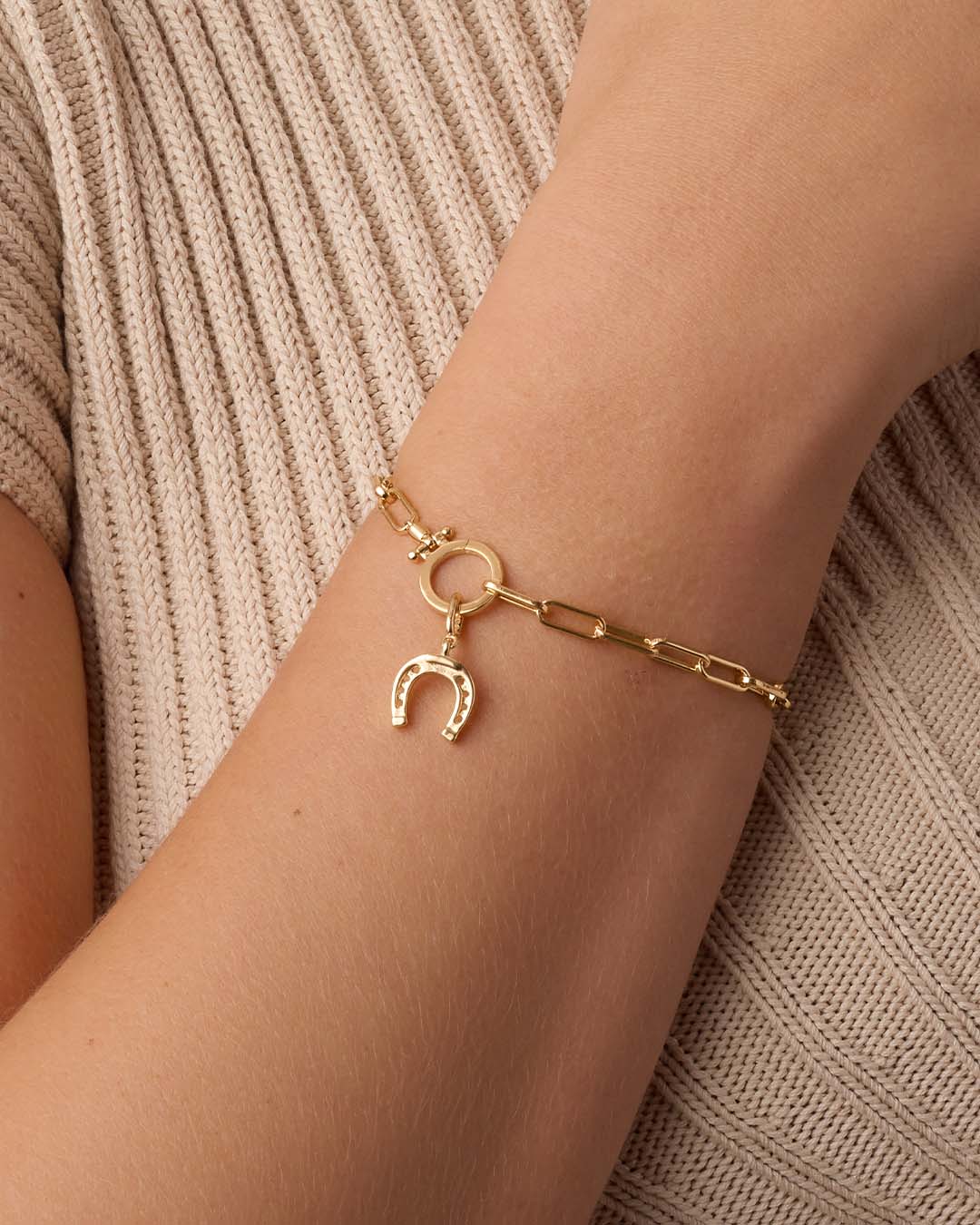 Horseshoe Parker Charm || option::18K Gold Plated