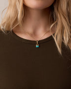 Padlock Parker Charm || option::18K Gold Plated, Treated Turquoise