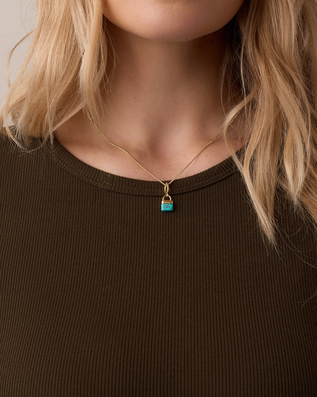 Padlock Parker Charm || option::18K Gold Plated, Treated Turquoise