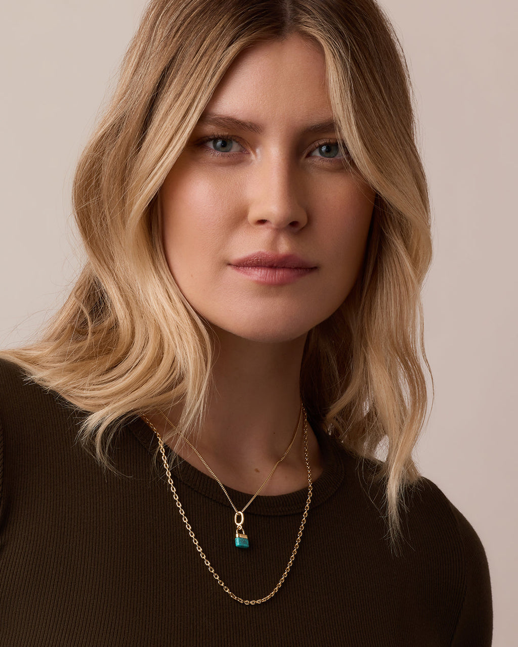 Padlock Parker Charm || option::18K Gold Plated, Treated Turquoise