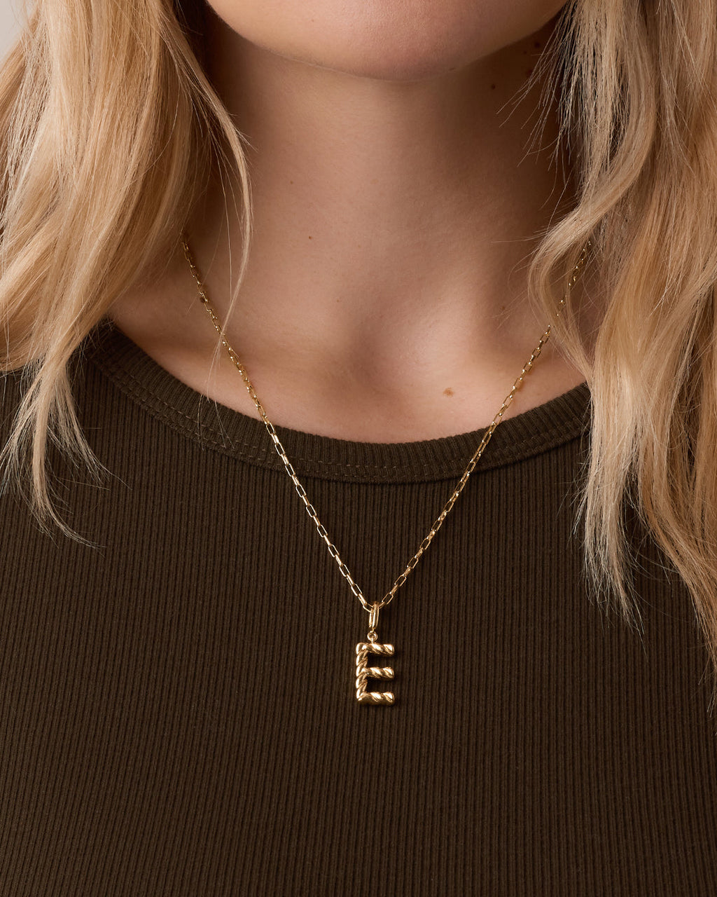 Crew Alphabet Statement Charm || option::18K Gold Plated, E