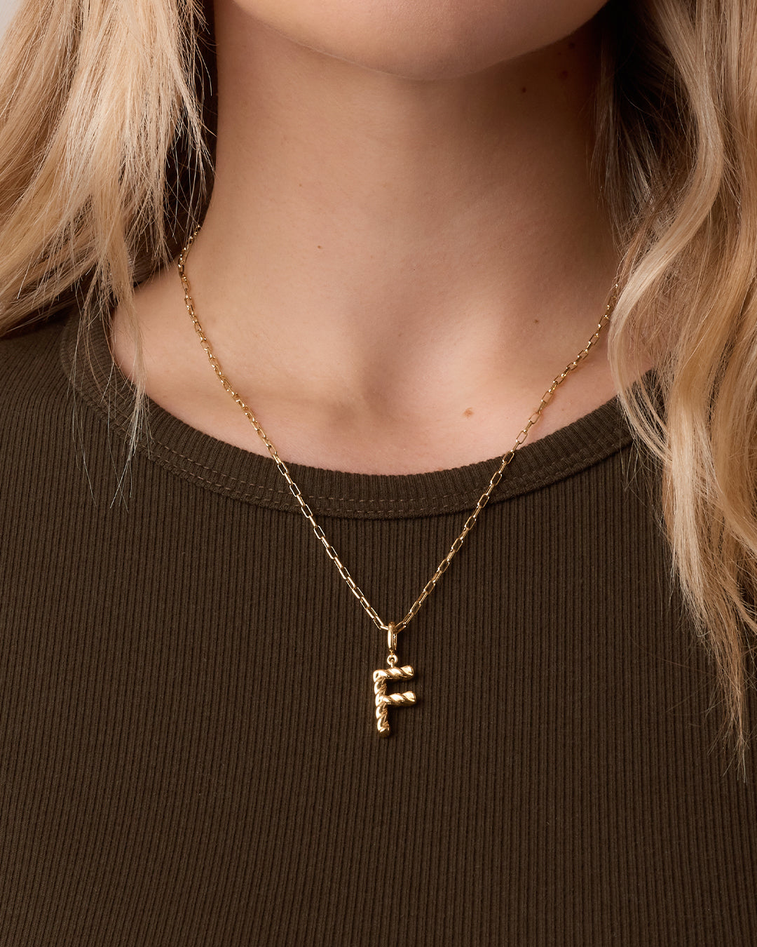 Crew Alphabet Statement Charm || option::18K Gold Plated, F
