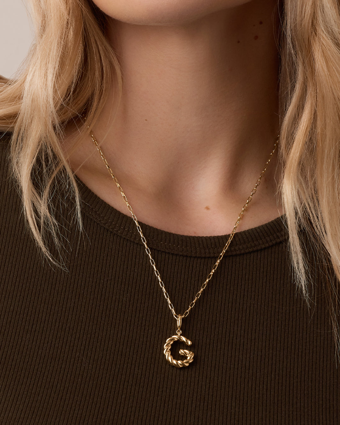 Crew Alphabet Statement Charm || option::18K Gold Plated, G
