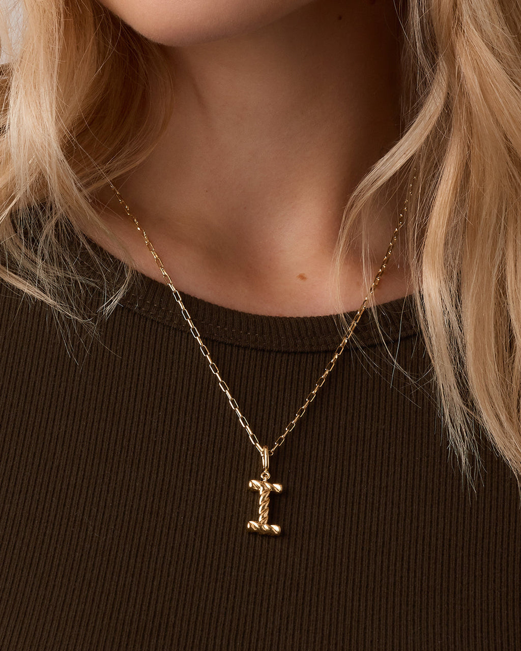 Crew Alphabet Statement Charm || option::18K Gold Plated, I