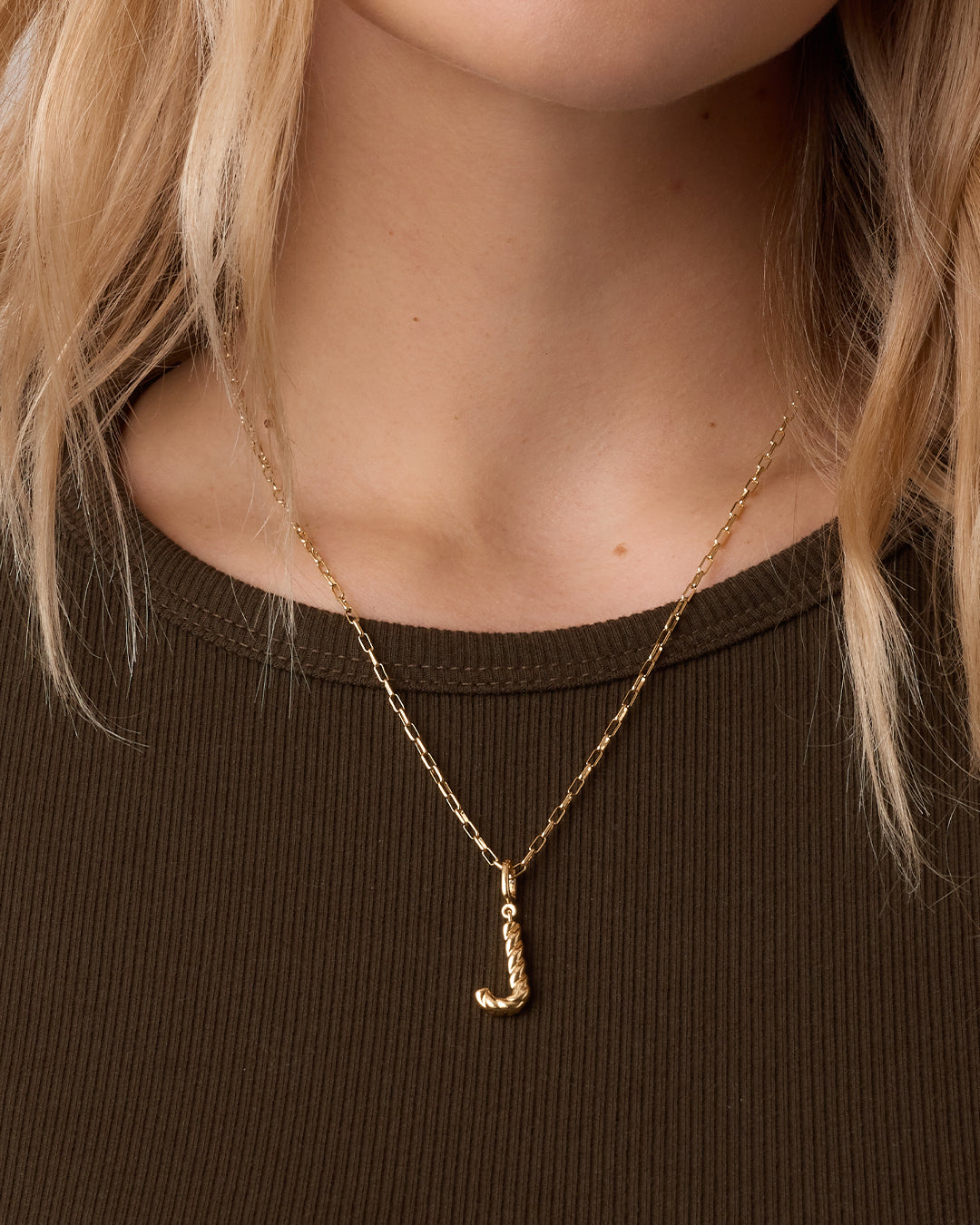 Crew Alphabet Statement Charm || option::18K Gold Plated, J