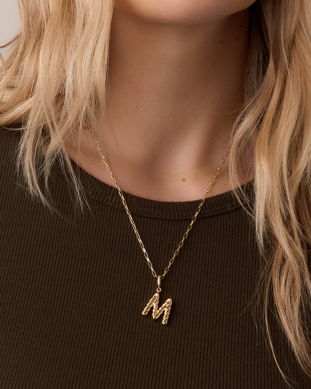 Crew Alphabet Statement Charm || option::18K Gold Plated, M