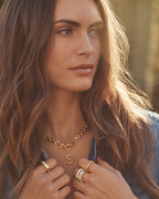 Crew Alphabet Statement Charm || option::18K Gold Plated, V