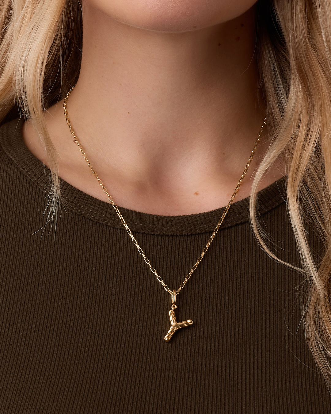 Crew Alphabet Statement Charm || option::18K Gold Plated, Y