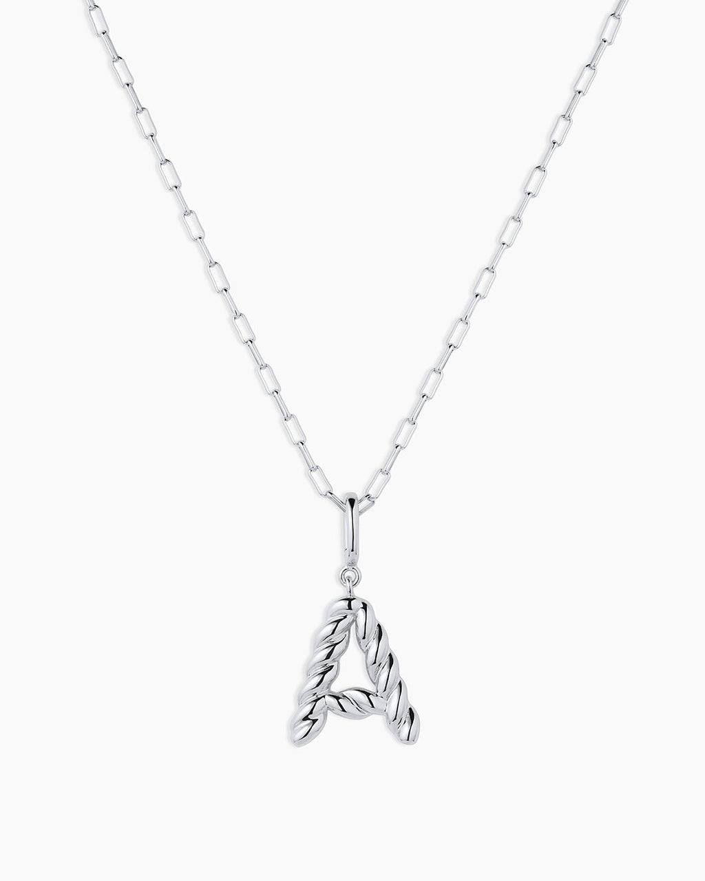 Crew Alphabet Statement Charm Necklace || option::Silver Plated, A