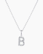 Crew Alphabet Statement Charm Necklace || option::Silver Plated, B