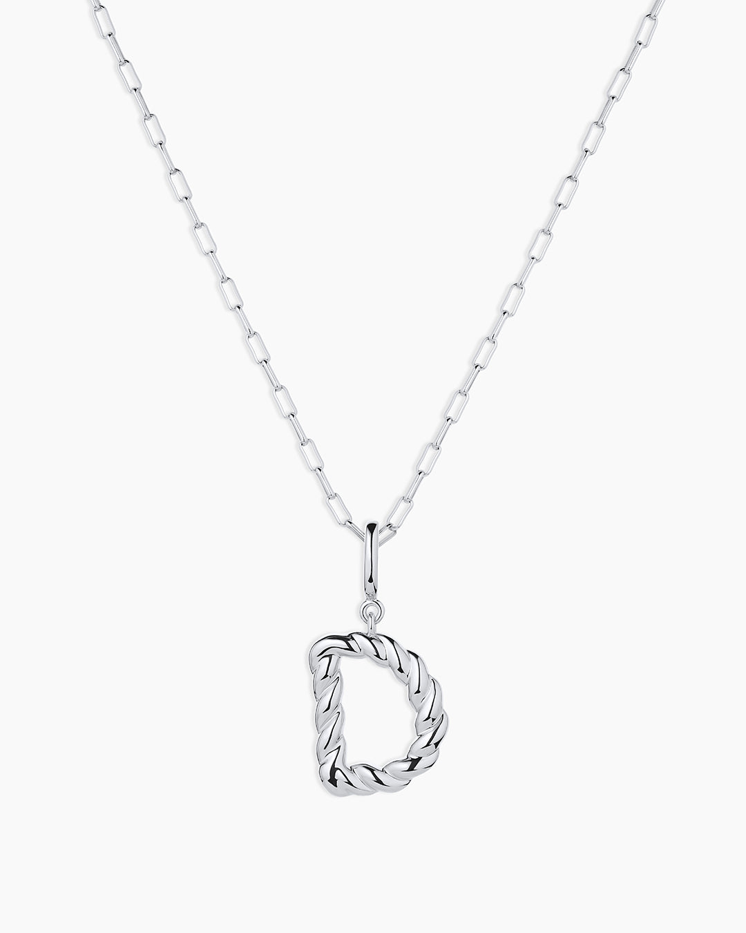 Crew Alphabet Statement Charm Necklace || option::Silver Plated, D