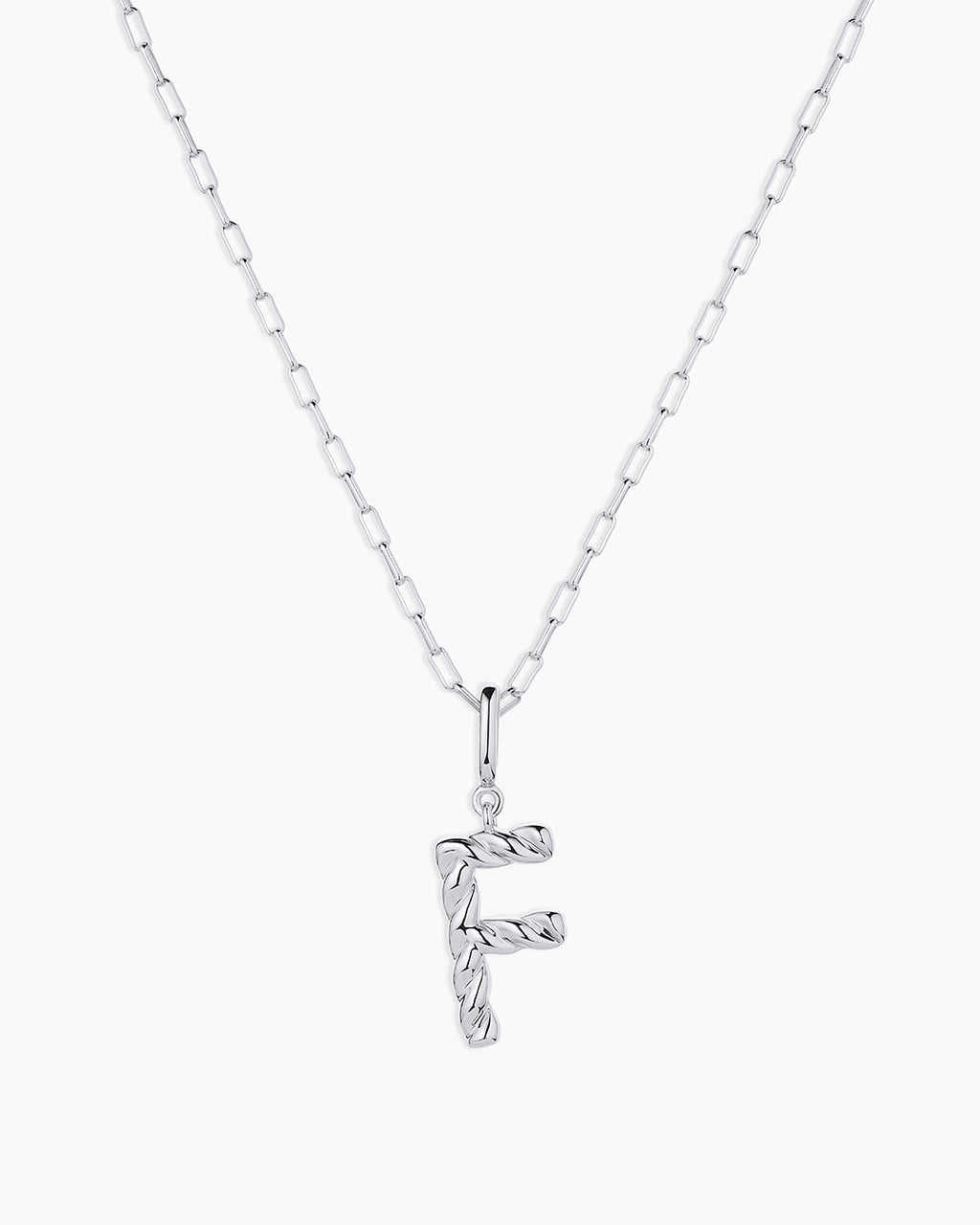 Crew Alphabet Statement Charm Necklace || option::Silver Plated, F