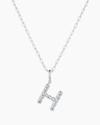Crew Alphabet Statement Charm Necklace || option::Silver Plated, H