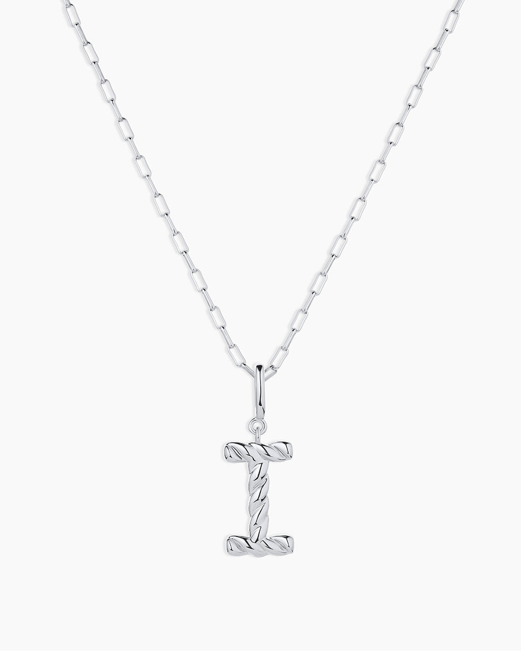 Crew Alphabet Statement Charm Necklace || option::Silver Plated, I