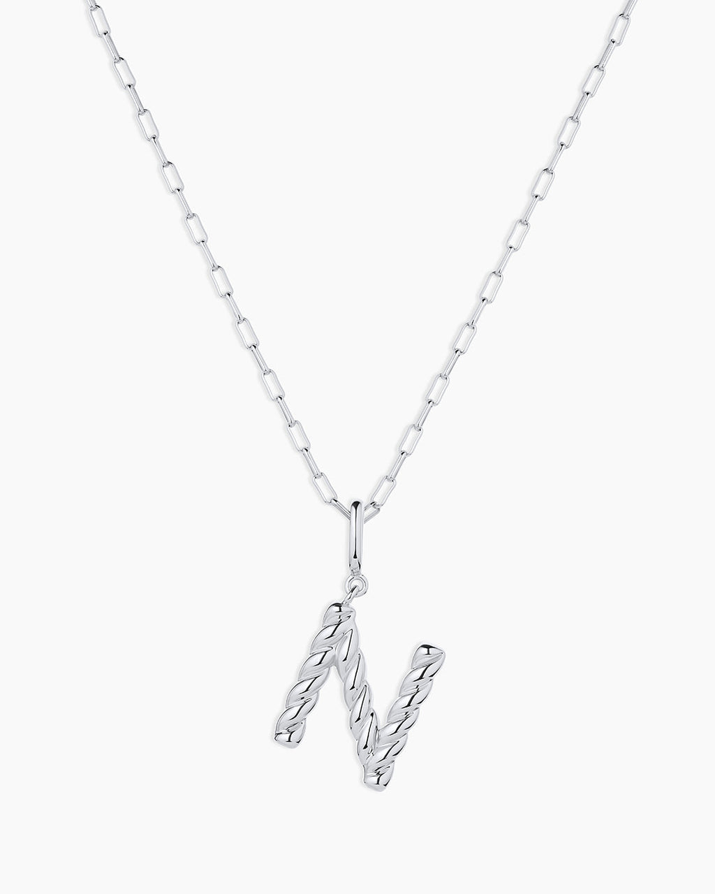 Crew Alphabet Statement Charm Necklace || option::Silver Plated, N