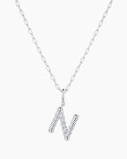 Crew Alphabet Statement Charm Necklace || option::Silver Plated, N