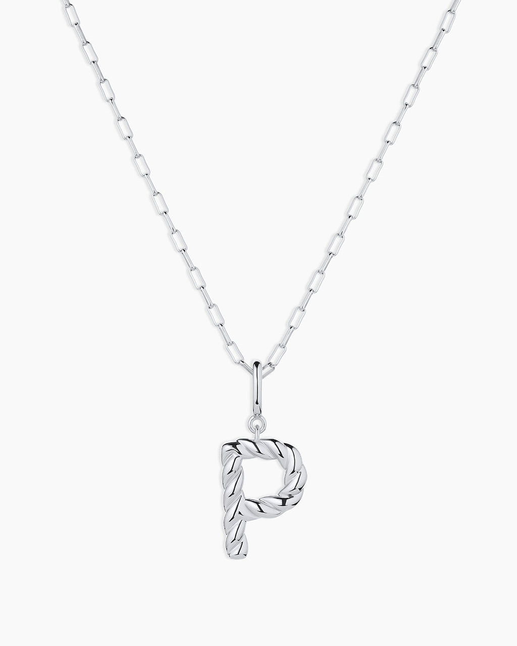 Crew Alphabet Statement Charm Necklace || option::Silver Plated, P