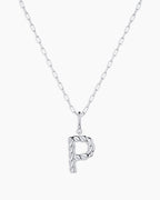 Crew Alphabet Statement Charm Necklace || option::Silver Plated, P