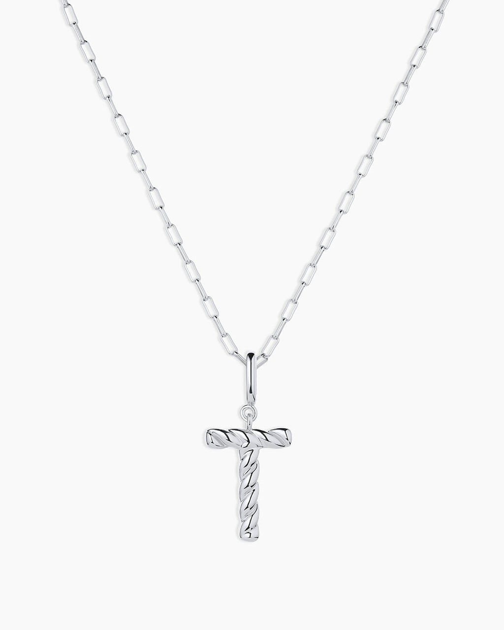 Crew Alphabet Statement Charm Necklace || option::Silver Plated, T