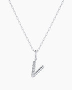 Crew Alphabet Statement Charm Necklace || option::Silver Plated, V