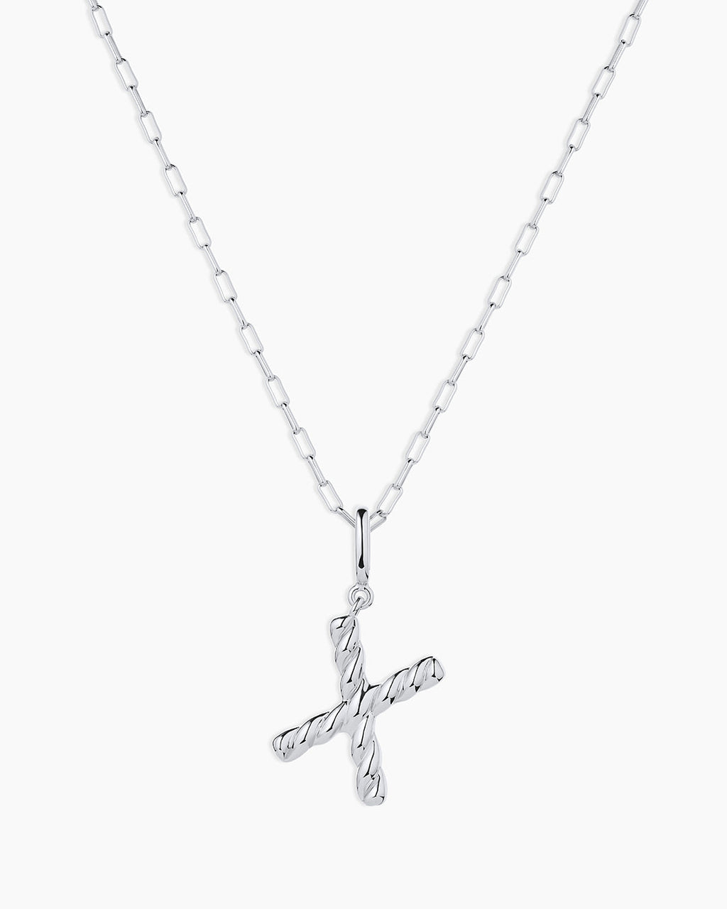 Crew Alphabet Statement Charm Necklace || option::Silver Plated, X