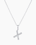 Crew Alphabet Statement Charm Necklace || option::Silver Plated, X