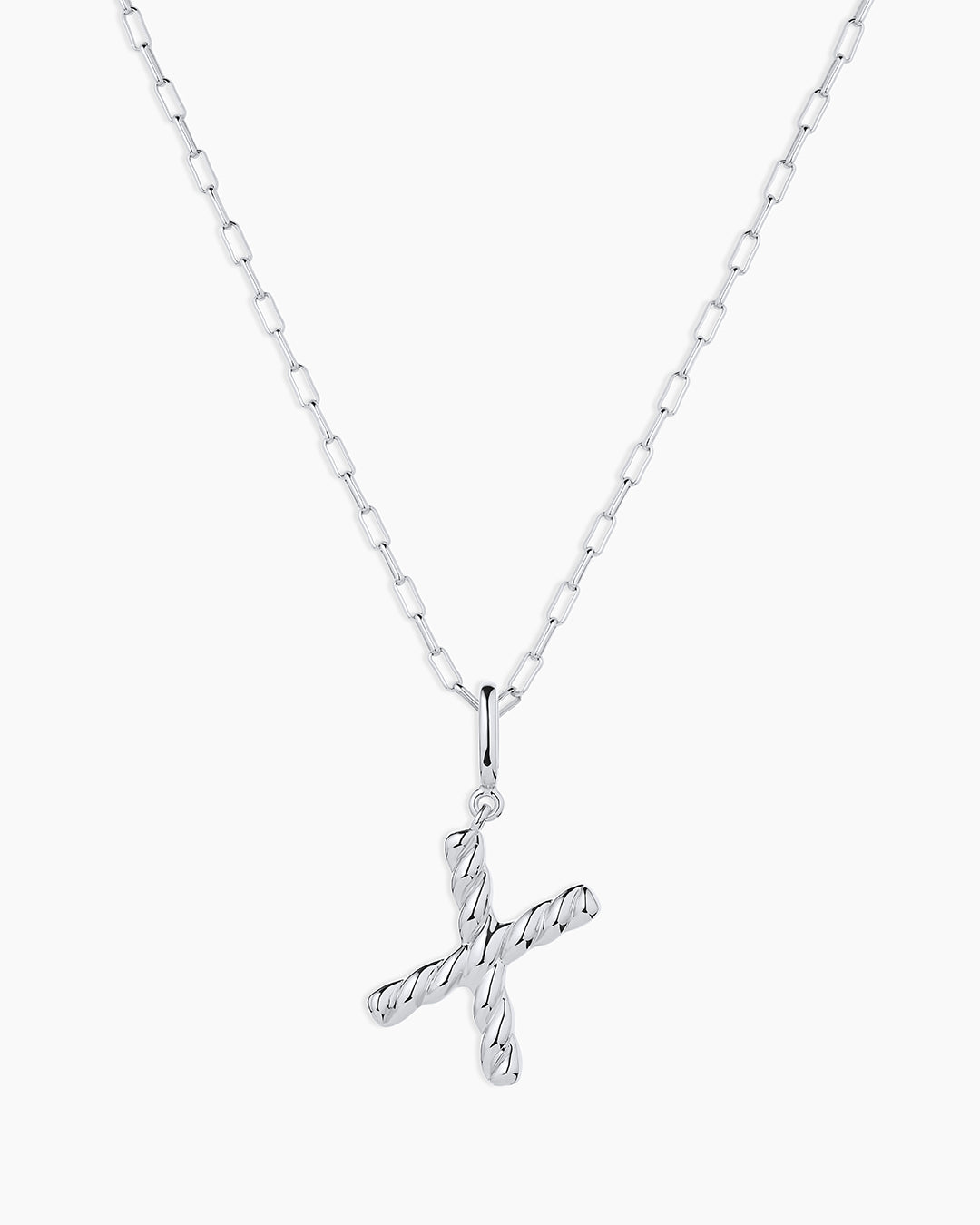 Crew Alphabet Statement Charm Necklace || option::Silver Plated, X