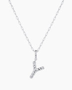 Crew Alphabet Statement Charm Necklace || option::Silver Plated, Y
