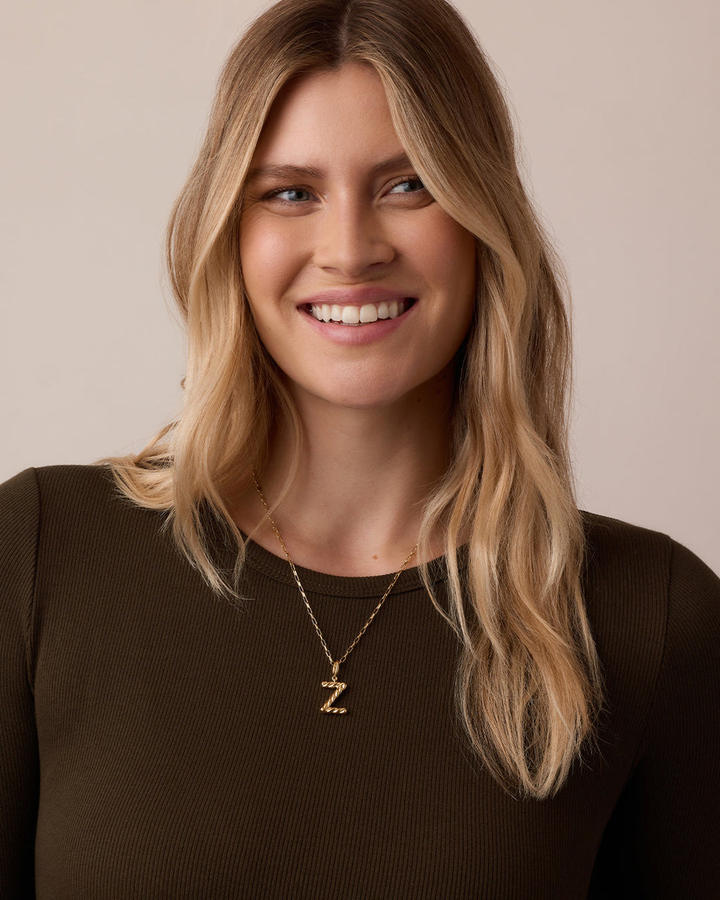 Crew Alphabet Statement Charm Necklace || option::18K Gold Plated, R
