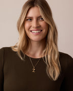 Crew Alphabet Statement Charm Necklace || option::18K Gold Plated, T