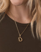 Crew Alphabet Statement Charm Necklace || option::18K Gold Plated, D