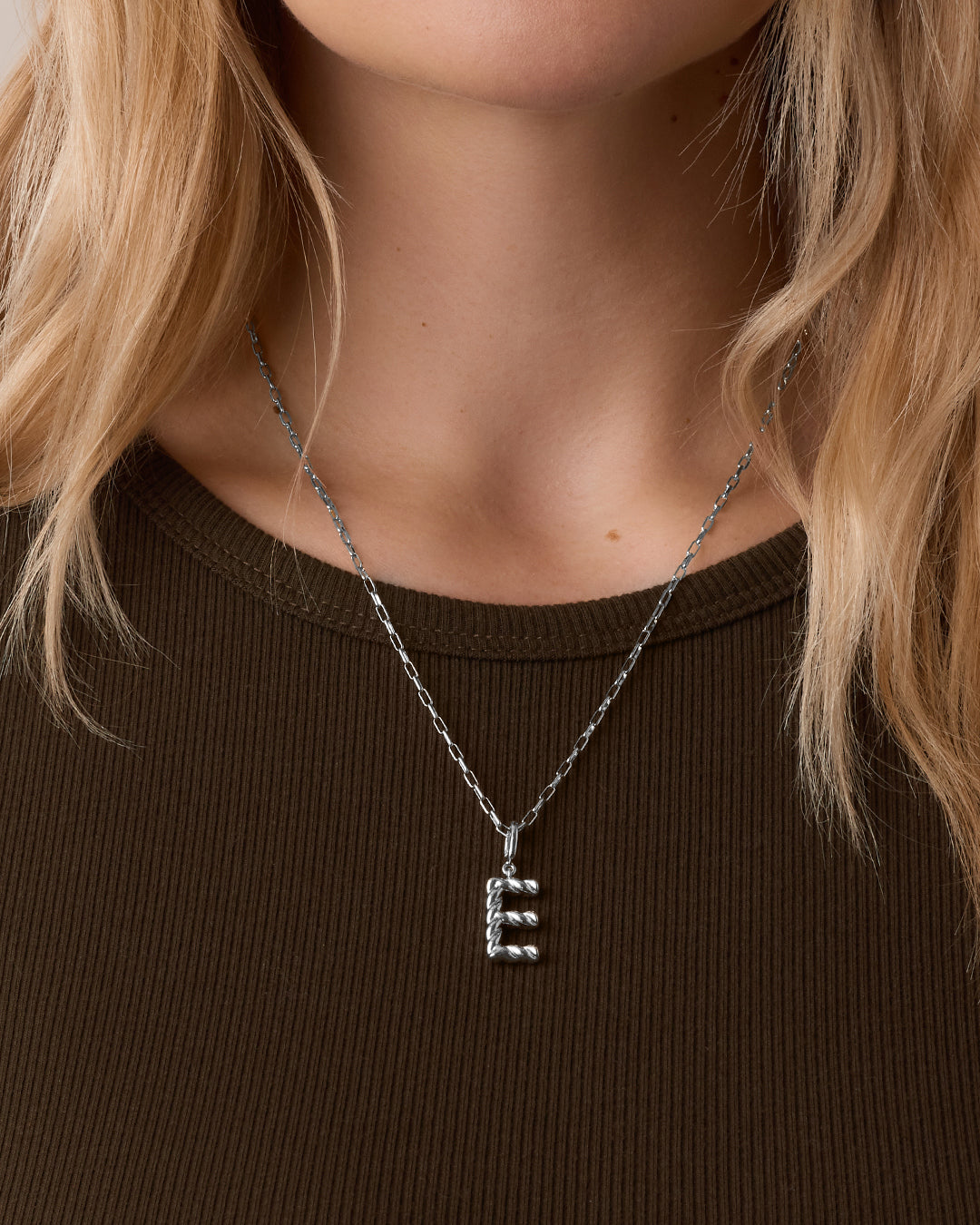 Crew Alphabet Statement Charm || option::Silver Plated, E