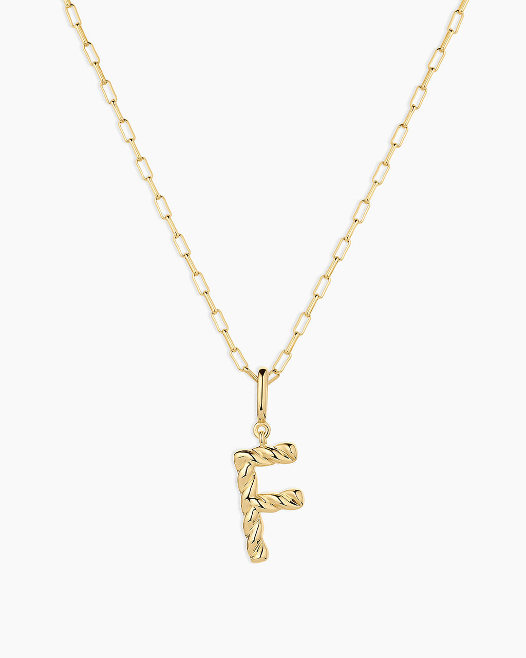 Crew Alphabet Statement Charm Necklace || option::18K Gold Plated, F