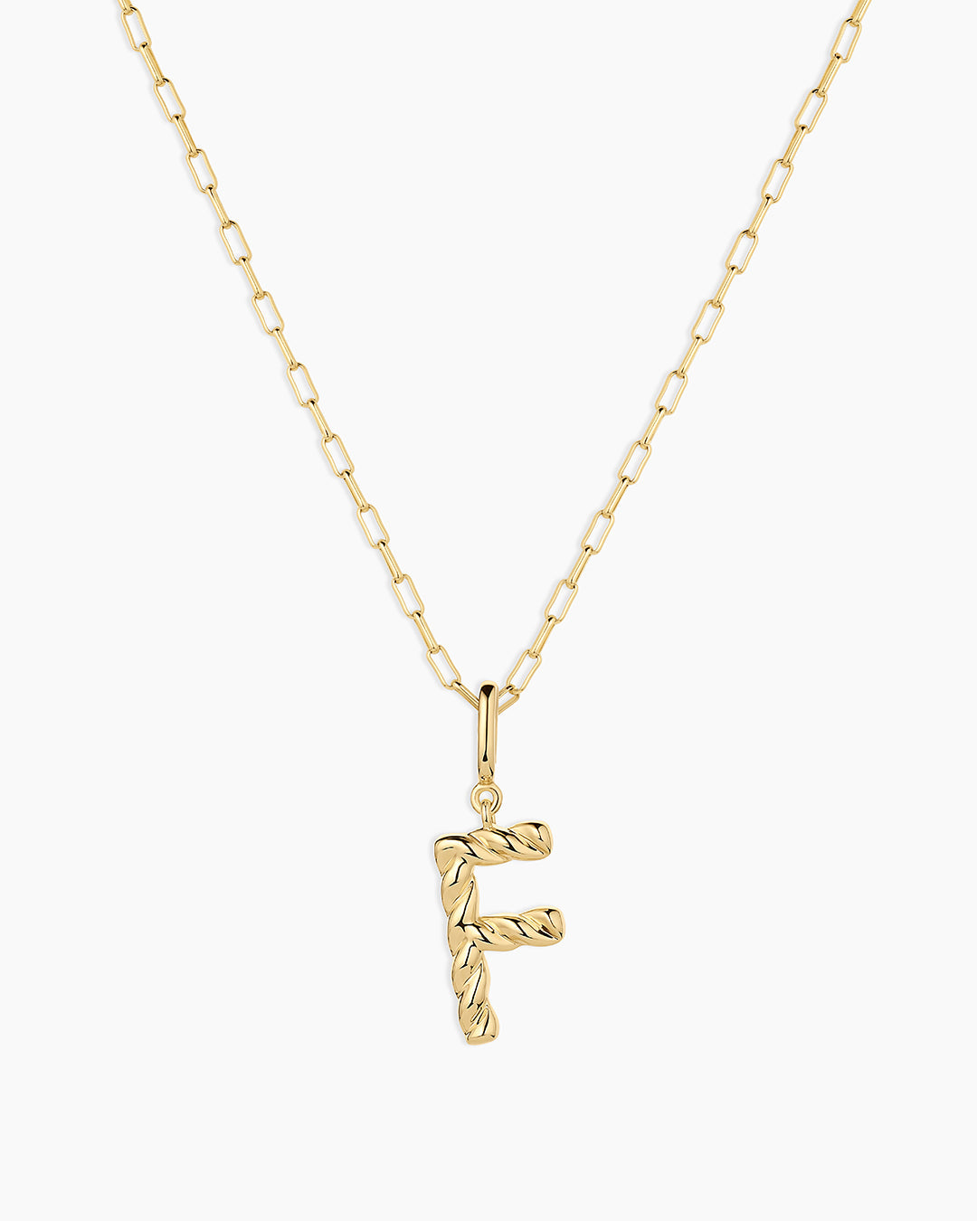 Crew Alphabet Statement Charm Necklace || option::18K Gold Plated, F