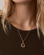 Crew Alphabet Statement Charm Necklace || option::18K Gold Plated, G