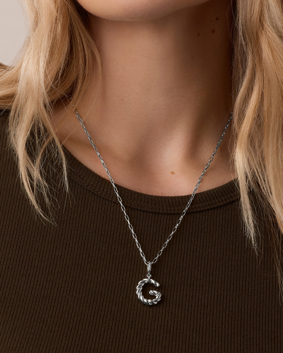 Crew Alphabet Statement Charm || option::Silver Plated, G
