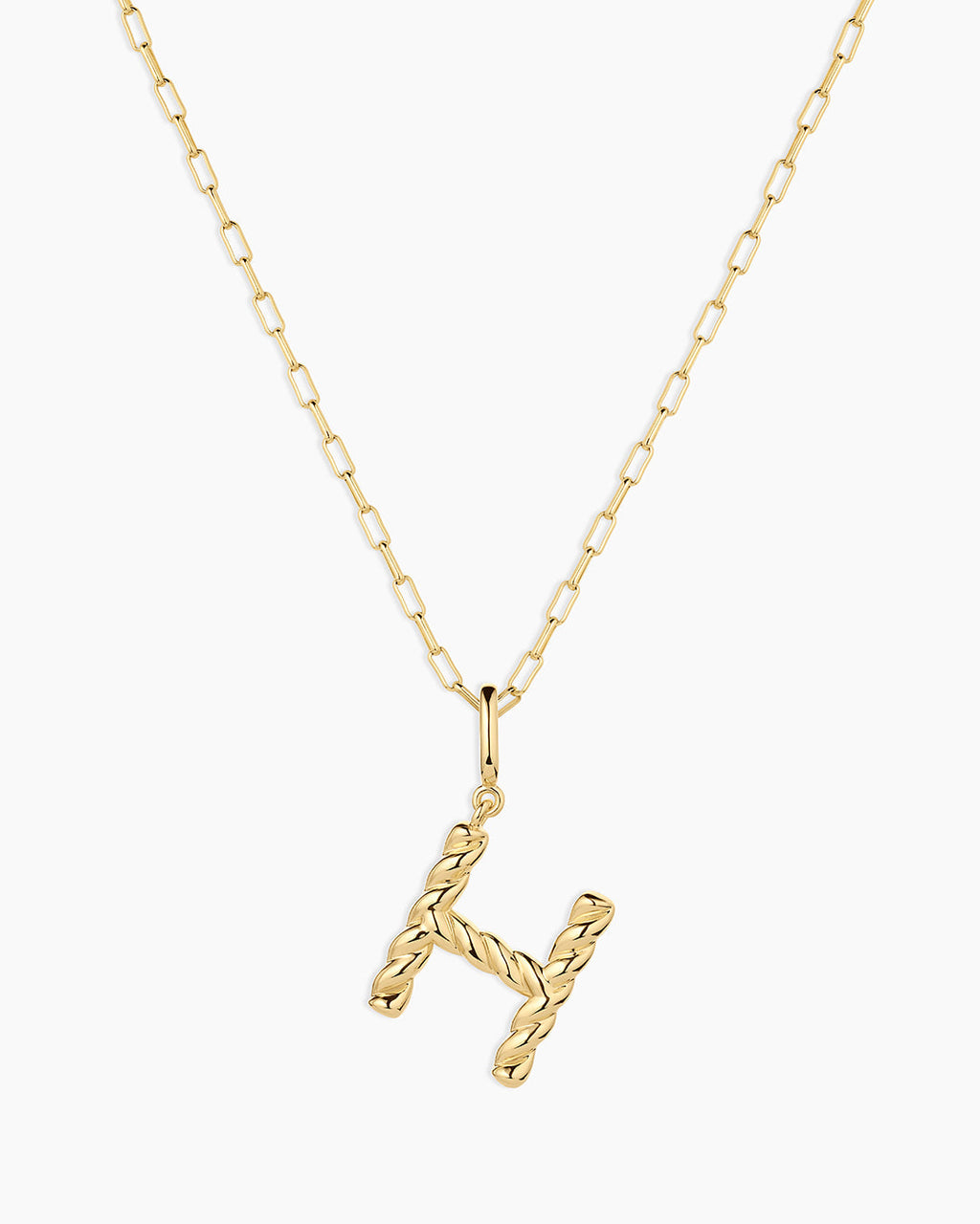 Crew Alphabet Statement Charm Necklace || option::18K Gold Plated, H