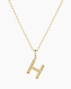 Crew Alphabet Statement Charm Necklace || option::18K Gold Plated, H