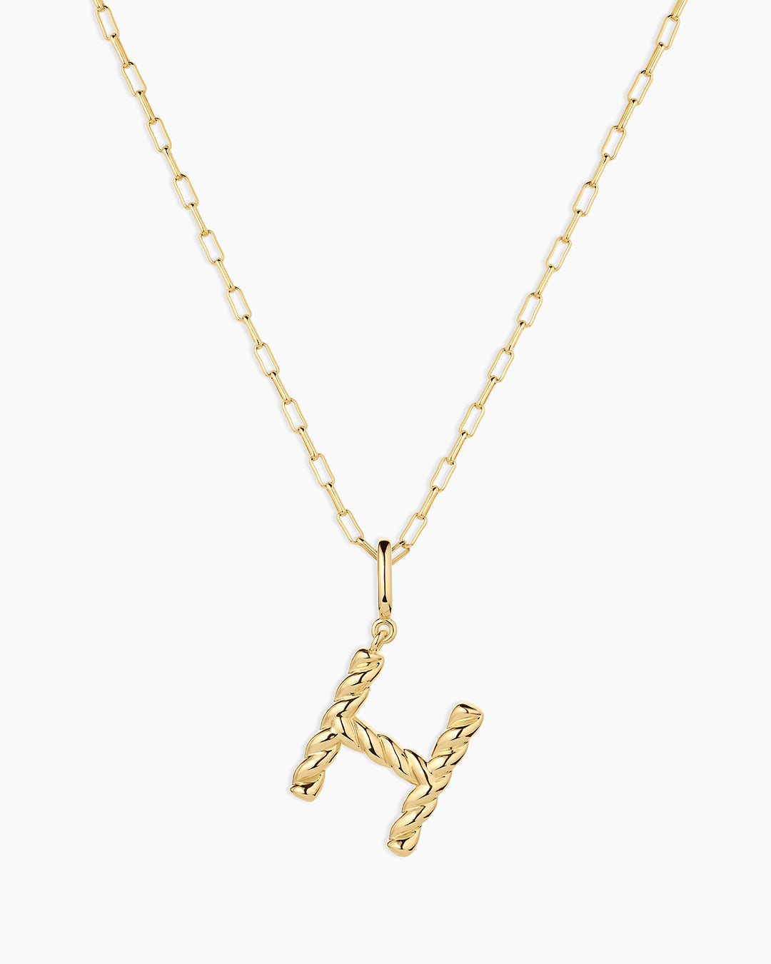 Crew Alphabet Statement Charm Necklace || option::18K Gold Plated, H