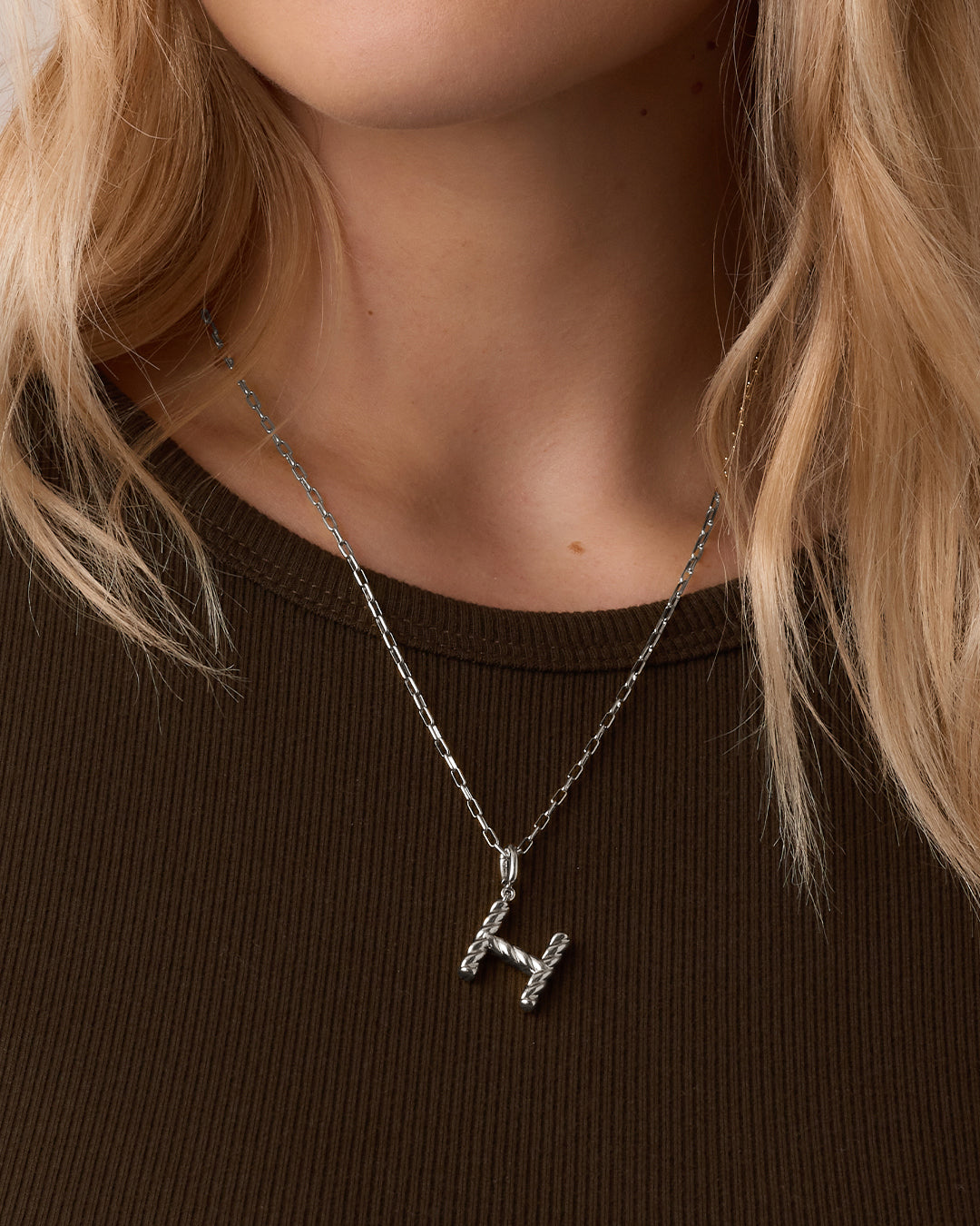 Crew Alphabet Statement Charm || option::Silver Plated, H