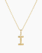Crew Alphabet Statement Charm Necklace || option::18K Gold Plated, I