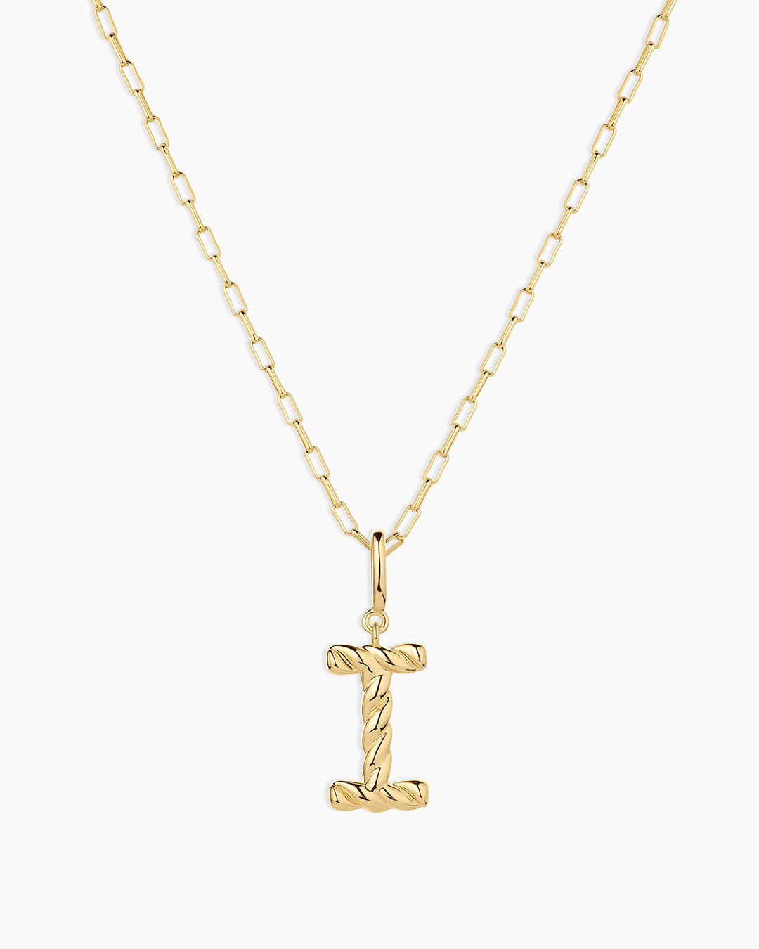 Crew Alphabet Statement Charm Necklace || option::18K Gold Plated, I