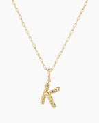 Crew Alphabet Statement Charm Necklace || option::18K Gold Plated, K