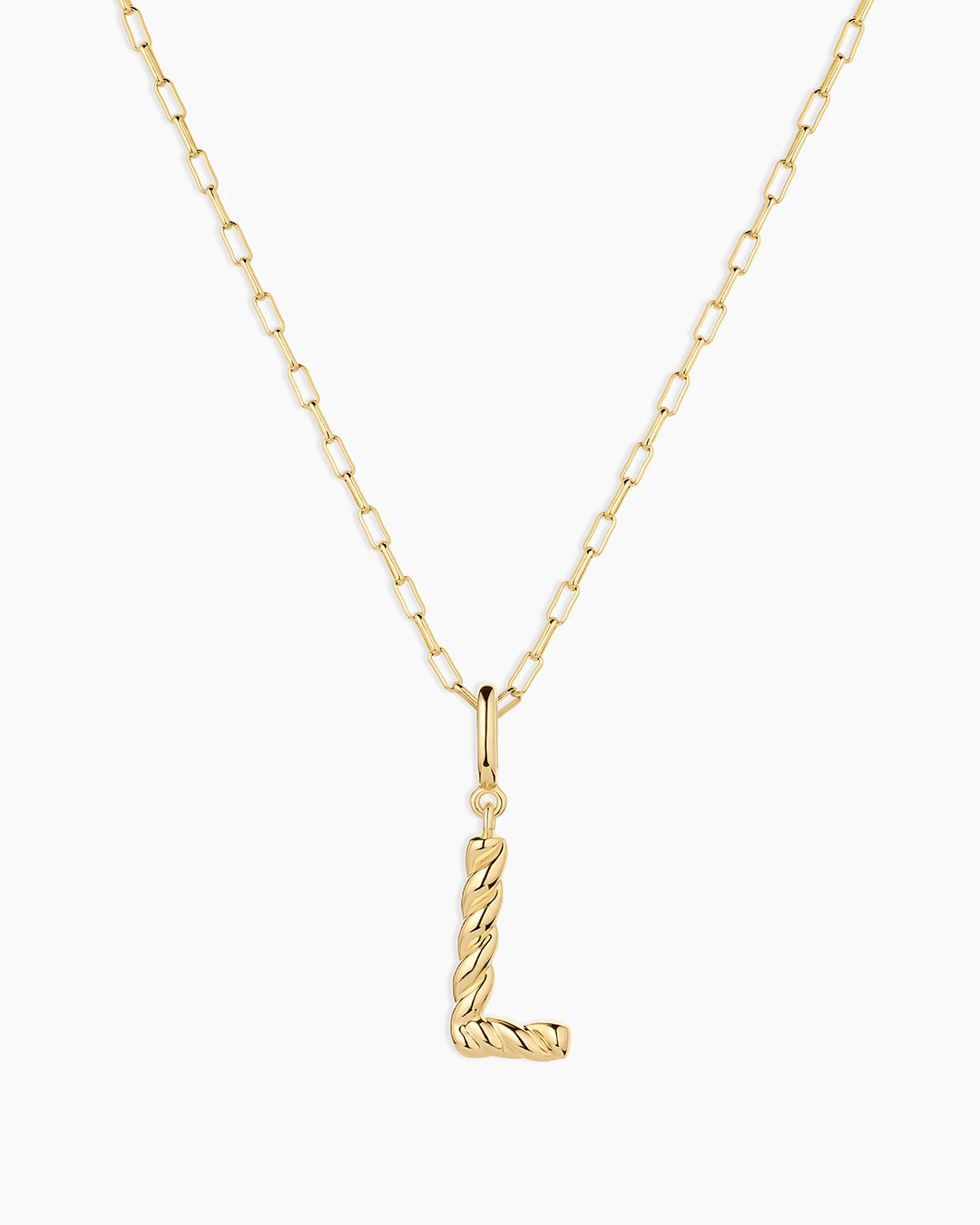 Crew Alphabet Statement Charm Necklace || option::18K Gold Plated, L