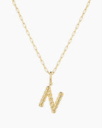 Crew Alphabet Statement Charm Necklace || option::18K Gold Plated, N